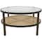 34" Brown Rattan Coffee Table with Pressed Tempered Glass Top